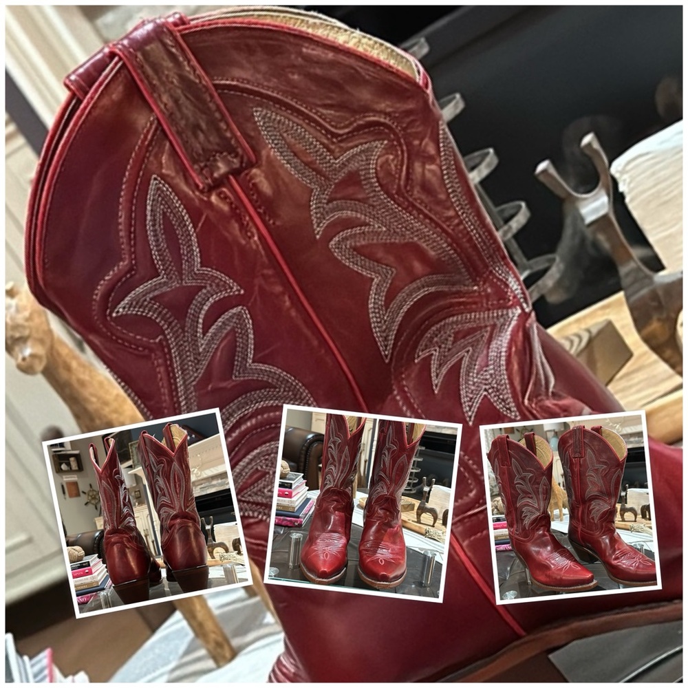 Justin Women’s Embroidered Leather Western Boots in Red, Size 10 Wide. - Picture 4 of 16